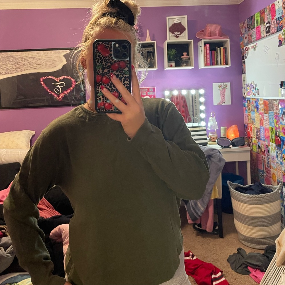 Olive Green Long Sleeve Top